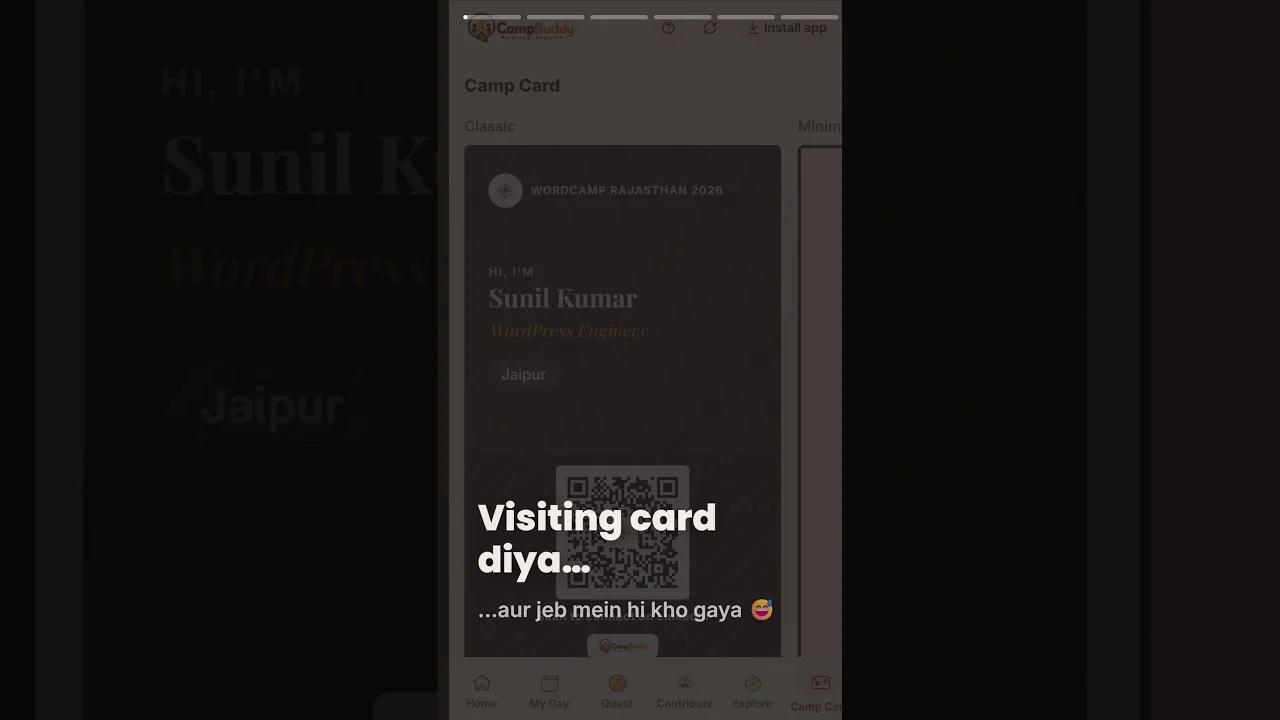 Visiting card jeb mein kho gaya? Digital Camp Card banao | CampBuddy #Shorts