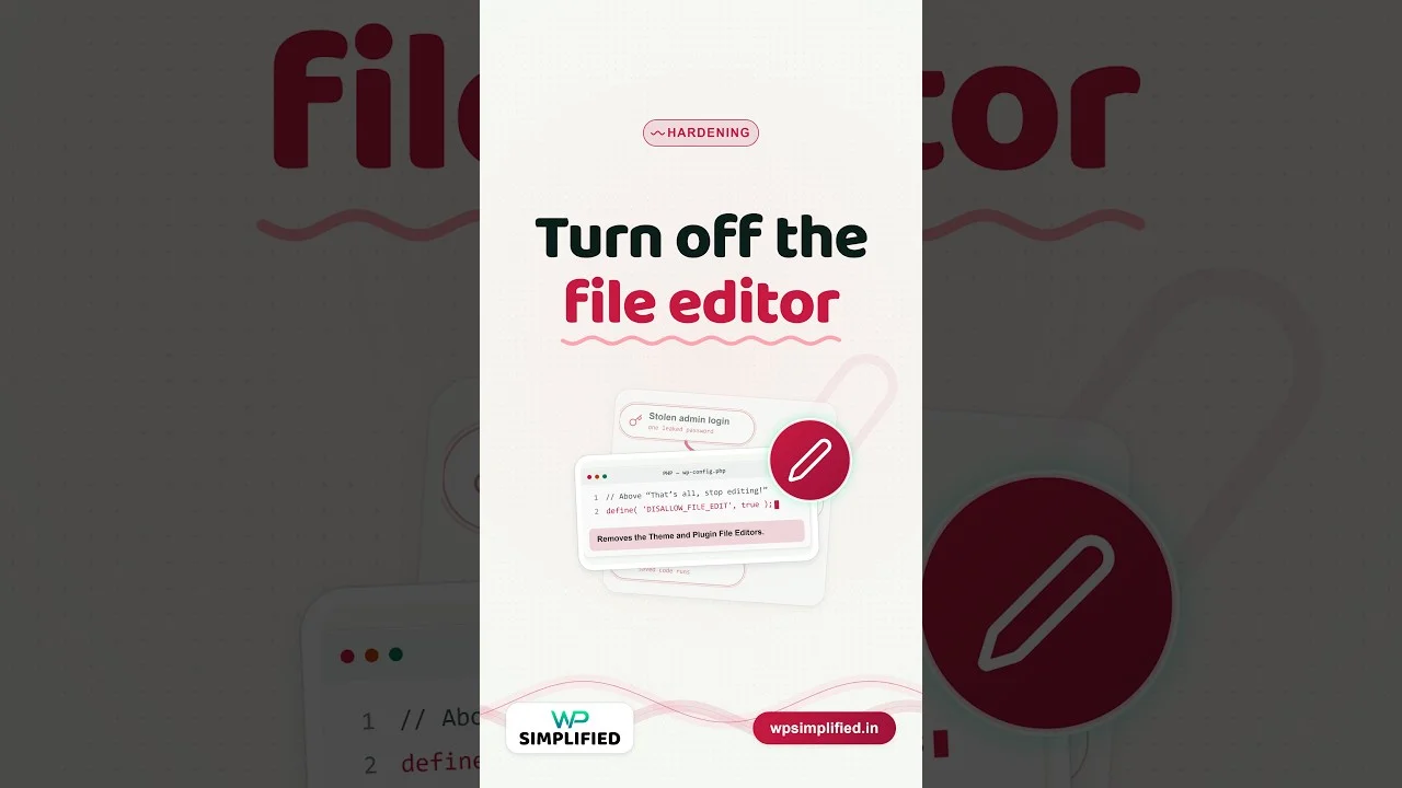 WordPress Security: File Editor Kaise Band Kare? 1 Line